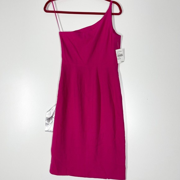 Dress The Population Alexandra Cocktail Dress Fuchsia One-Shoulder Size XS NEW - Picture 3 of 12